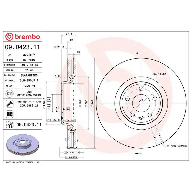 Disco freno asse anteriore - BREMBO