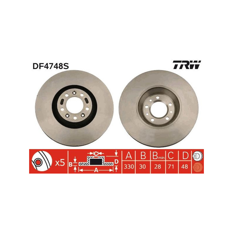 Disco freno asse anteriore - TRW