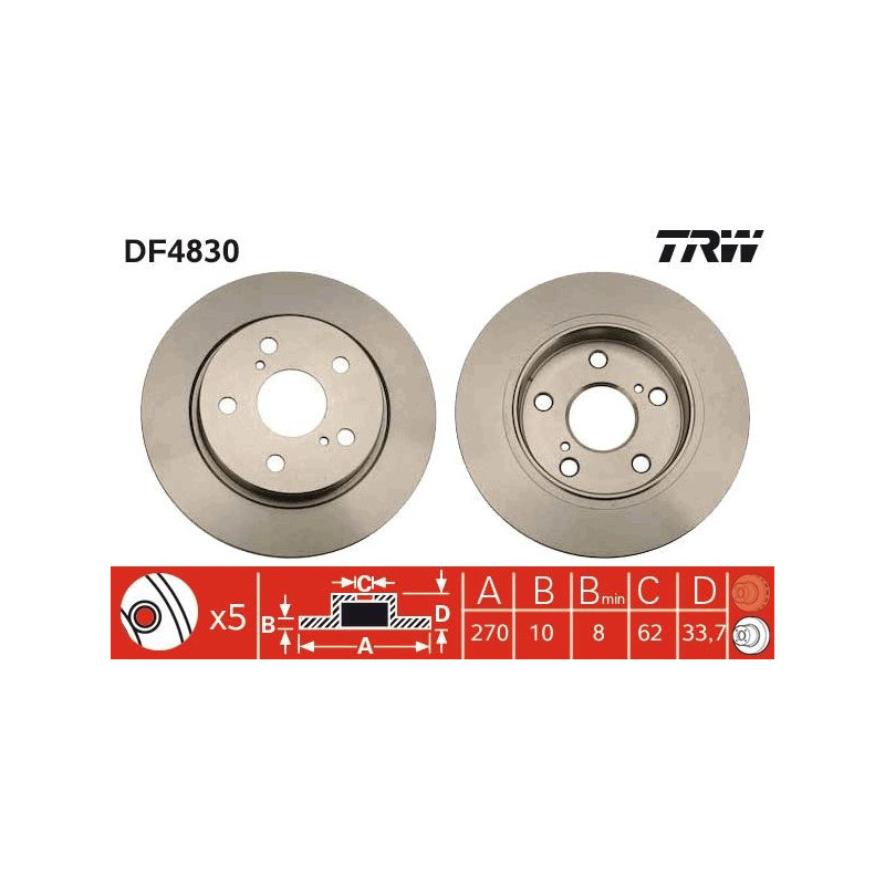 Disco freno asse posteriore - TRW