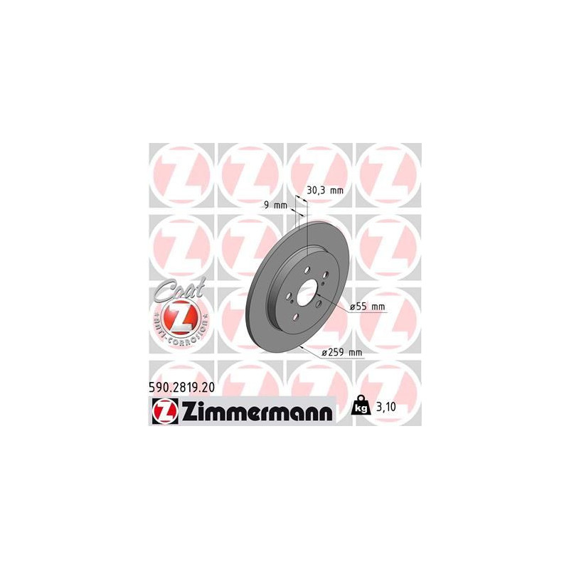 Disco freno asse posteriore - ZIMMERMANN