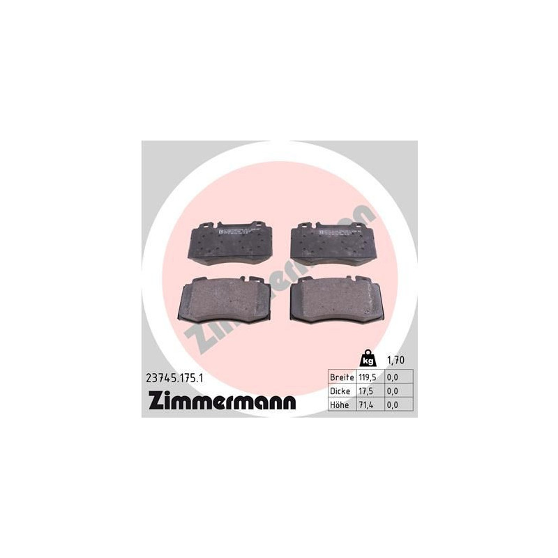 Pastiglie freno asse anteriore - ZIMMERMANN