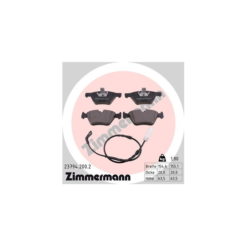 Pastiglie freno asse anteriore - ZIMMERMANN