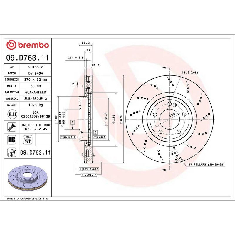 Disco freno asse posteriore - BREMBO