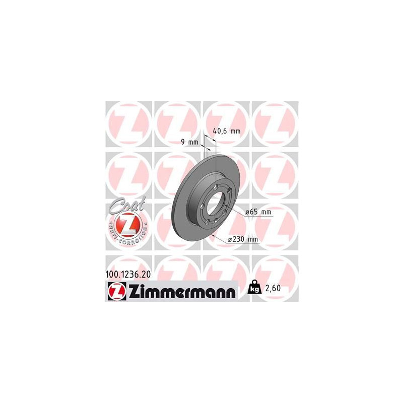 Disco freno asse posteriore - ZIMMERMANN