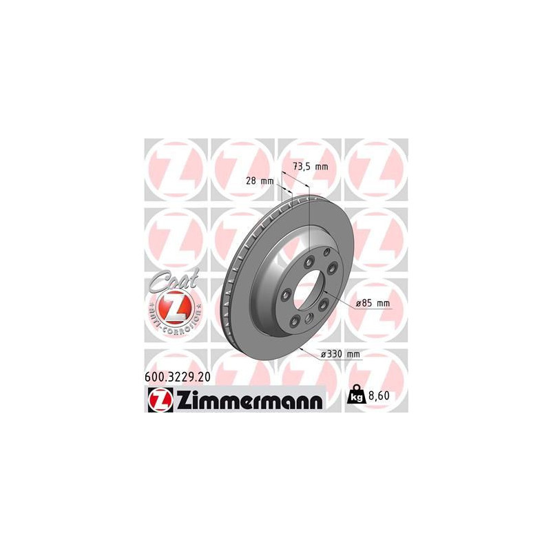 Disco freno asse posteriore - ZIMMERMANN