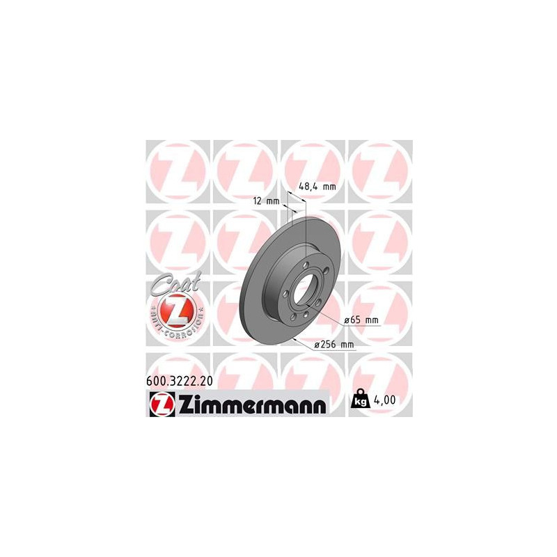 Disco freno asse posteriore - ZIMMERMANN