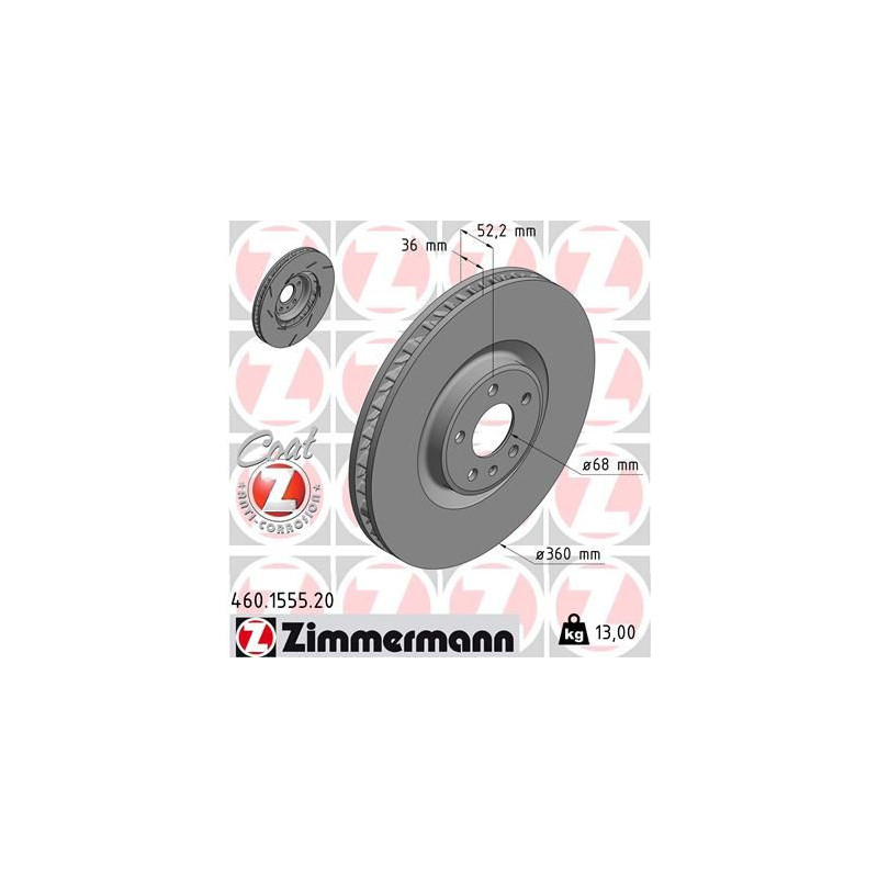 Disco freno asse anteriore - ZIMMERMANN