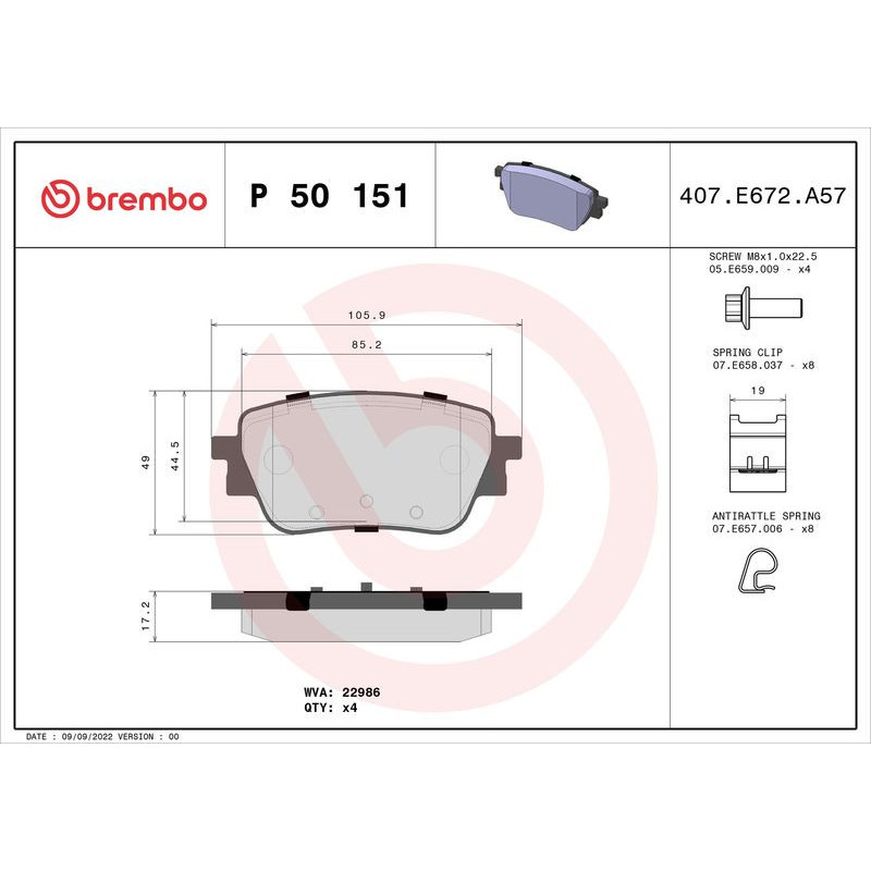 Pastiglie freno asse posteriore - BREMBO