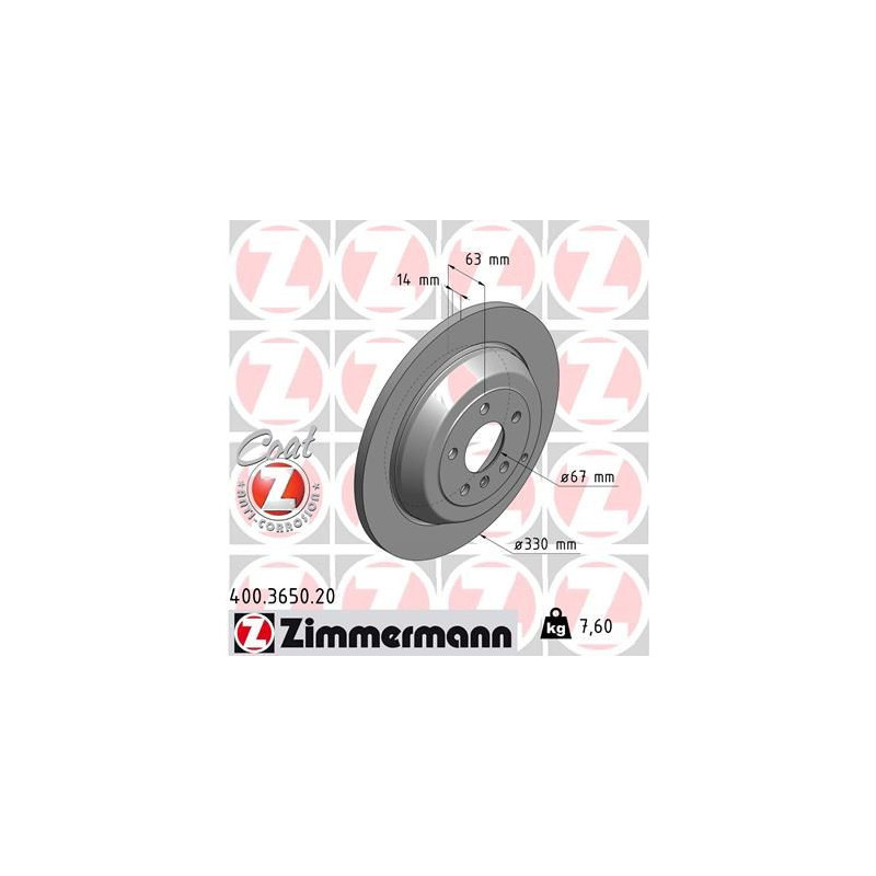 Disco freno asse posteriore - ZIMMERMANN