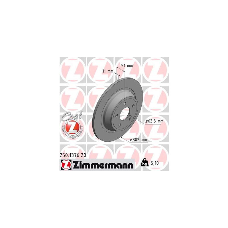 Disco freno asse posteriore - ZIMMERMANN