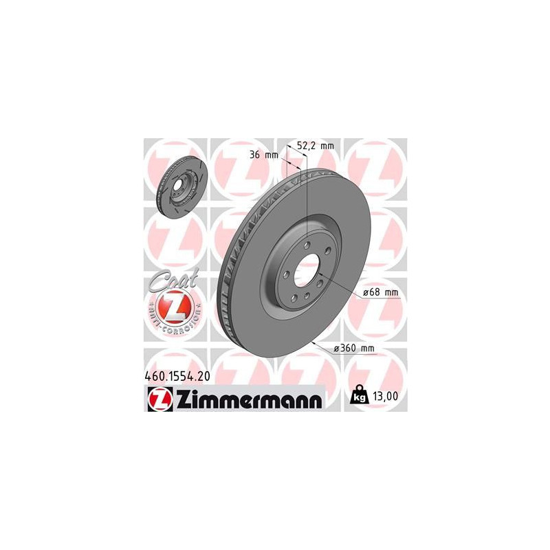 Disco freno asse anteriore - ZIMMERMANN