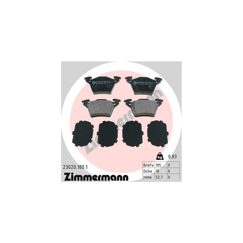 Pastiglie freno asse posteriore - ZIMMERMANN