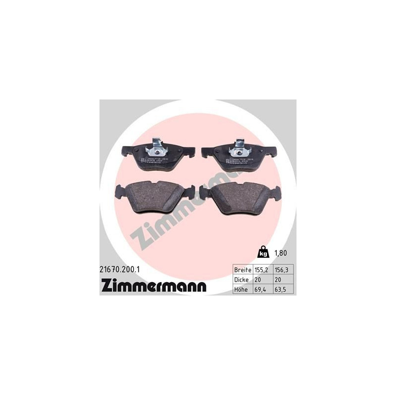 Pastiglie freno asse anteriore - ZIMMERMANN