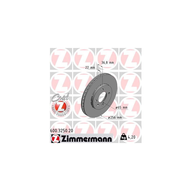 Disco freno asse anteriore - ZIMMERMANN