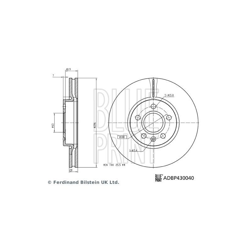 Disco freno asse anteriore - BLUE PRINT