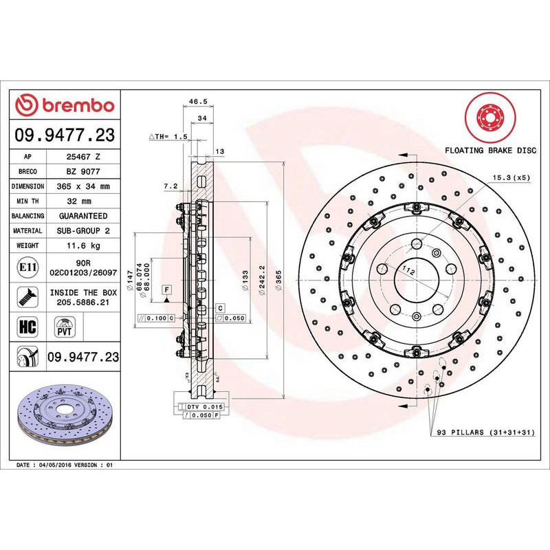 Disco freno asse posteriore - BREMBO