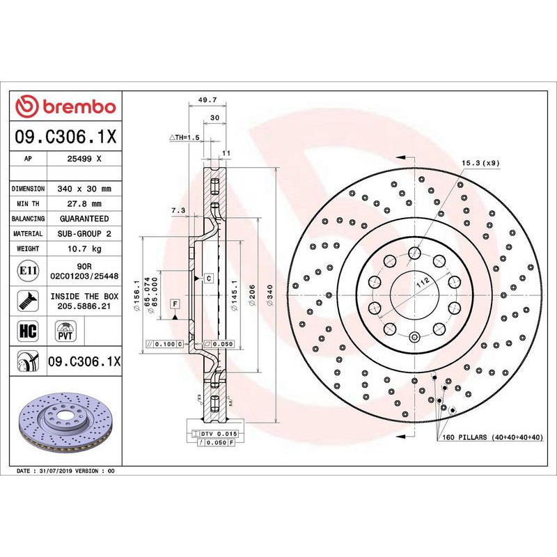 Disco freno asse anteriore - BREMBO
