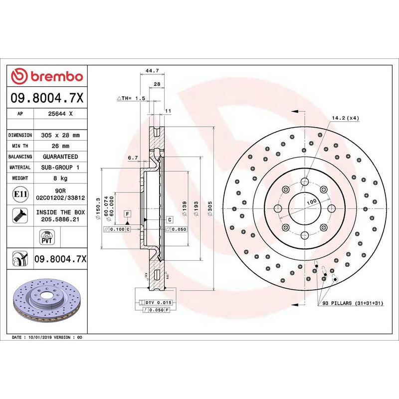 Disco freno asse anteriore - BREMBO