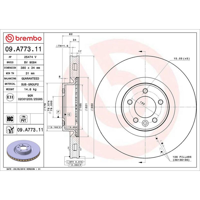 Disco freno asse anteriore - BREMBO