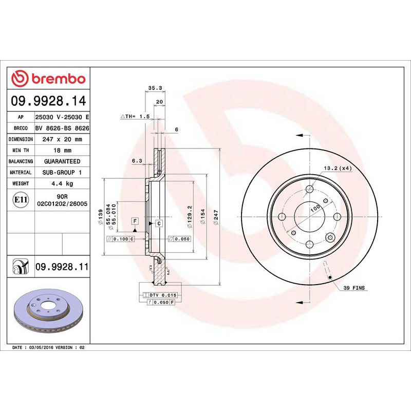 Disco freno asse anteriore - BREMBO