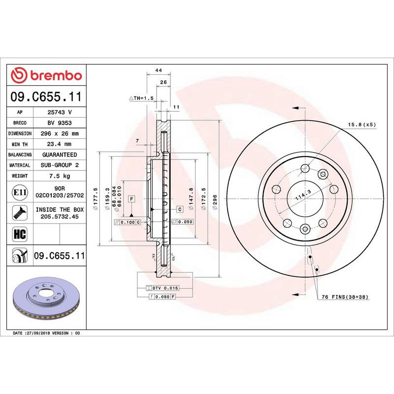 Disco freno asse anteriore - BREMBO