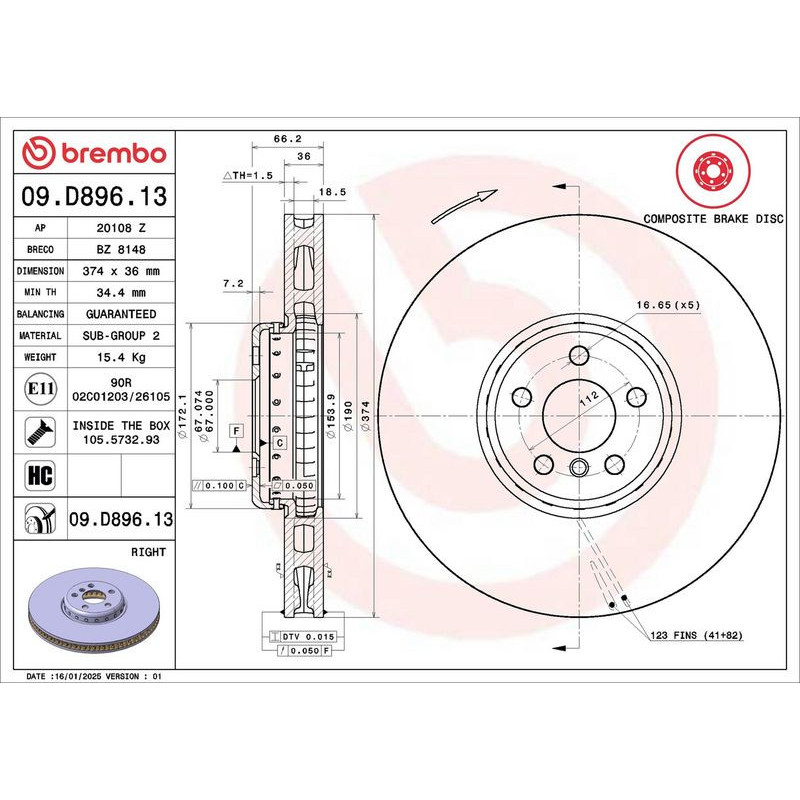 Disco freno asse anteriore - BREMBO