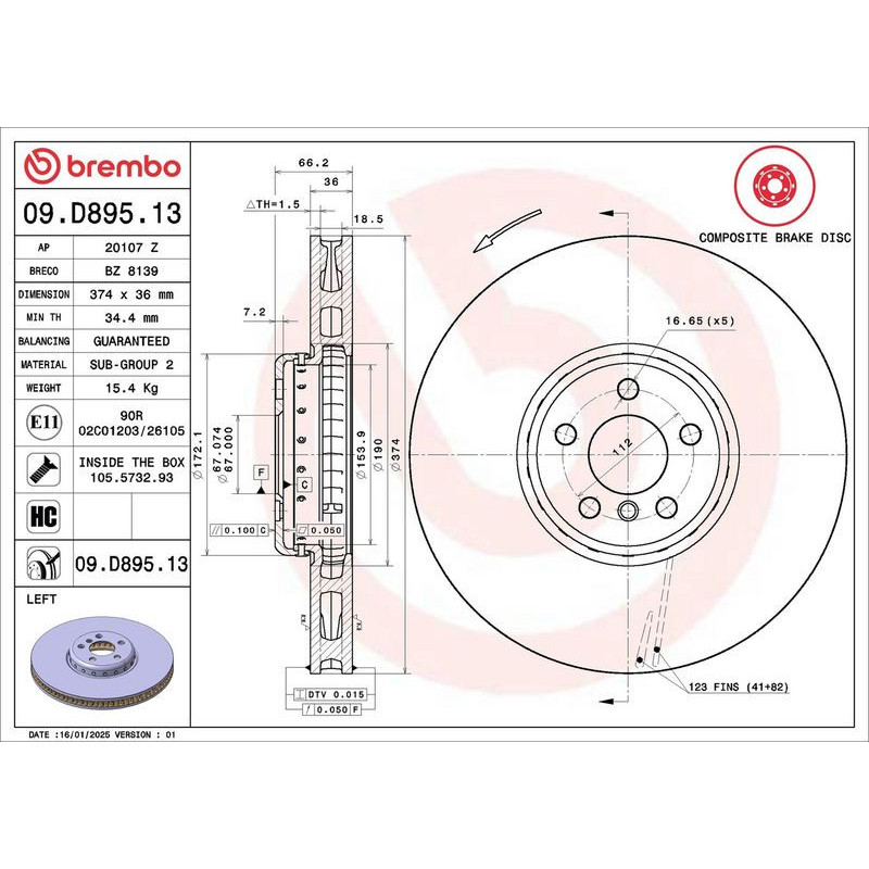 Disco freno asse anteriore - BREMBO
