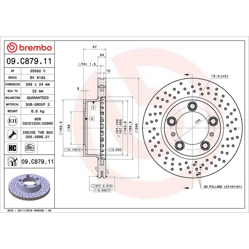Disco freno asse anteriore - BREMBO