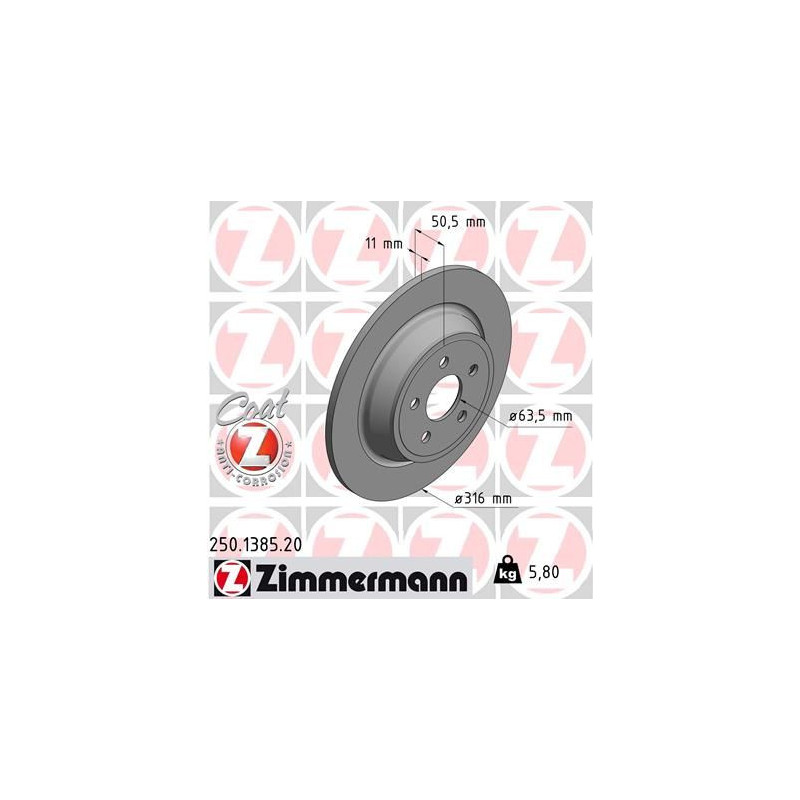 Disco freno asse posteriore - ZIMMERMANN