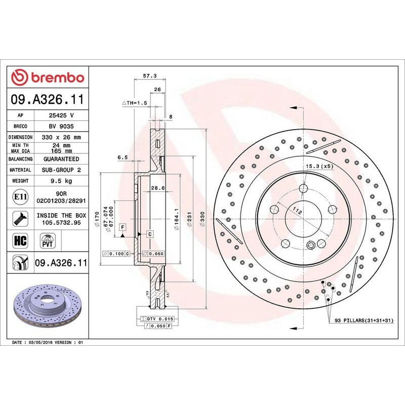 Disco freno asse posteriore - BREMBO