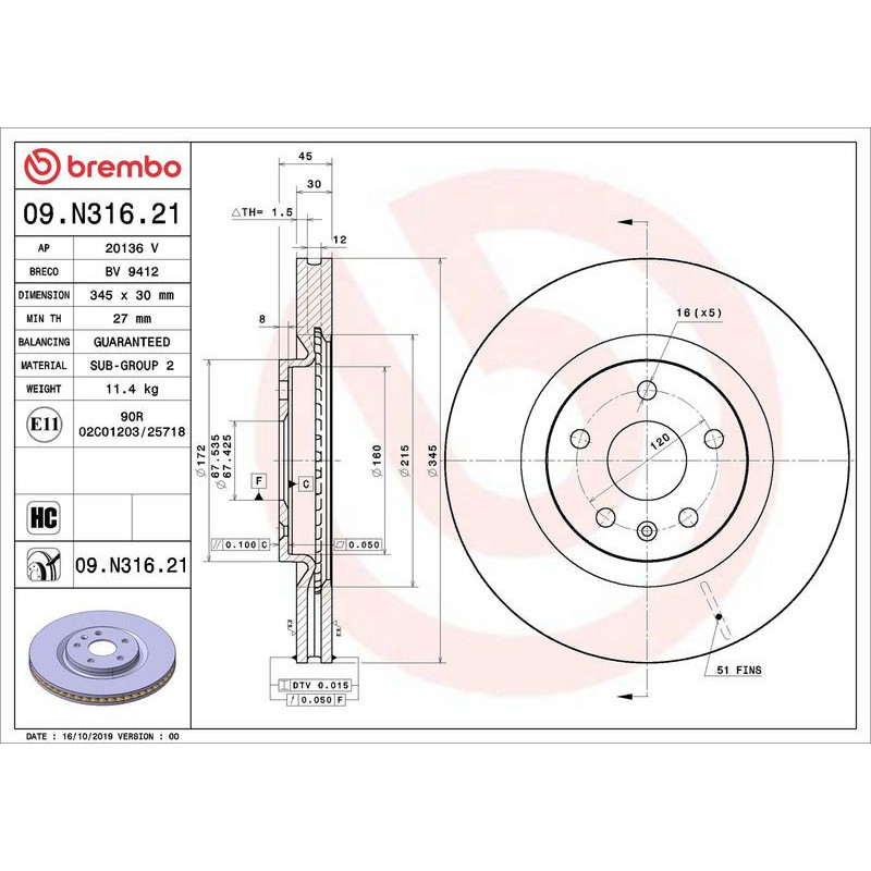 Disco freno asse anteriore - BREMBO