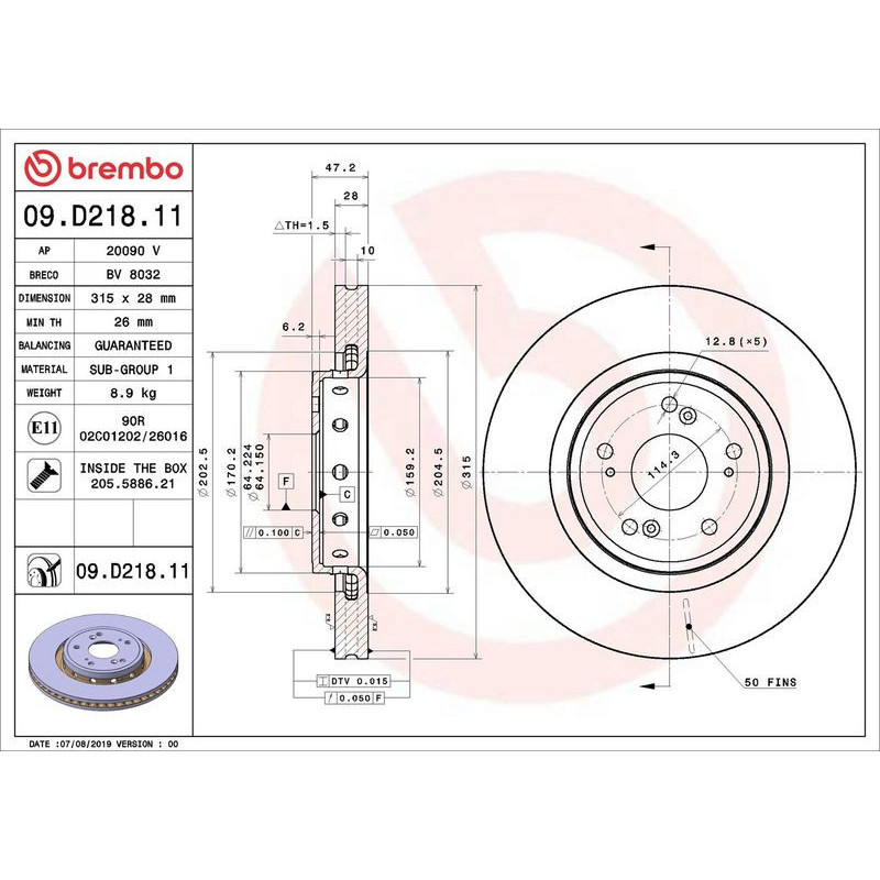 Disco freno asse anteriore - BREMBO