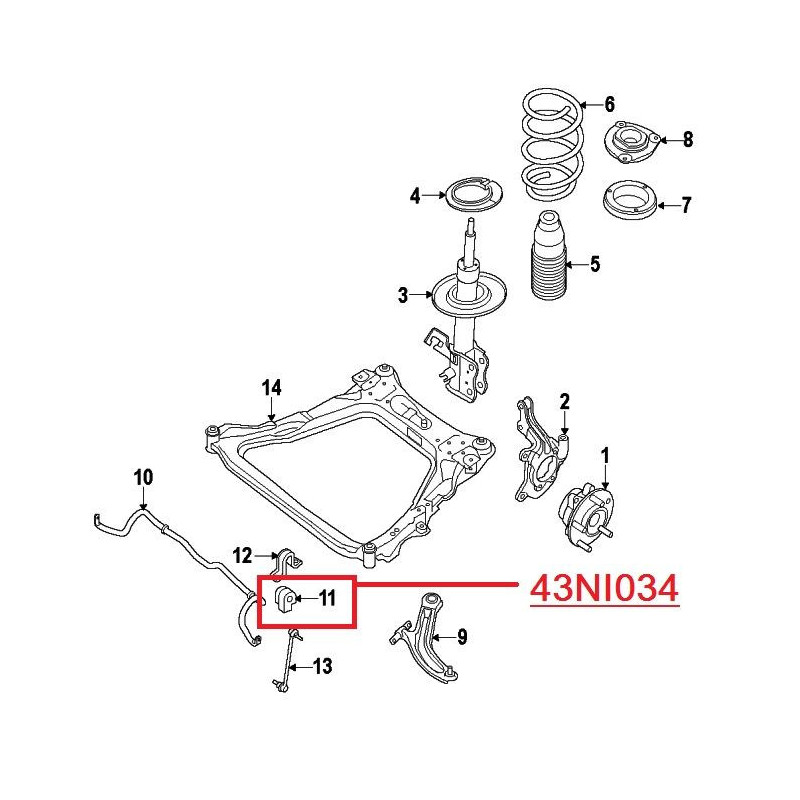 Boccola barra antirollio assale anteriore - RED LINE