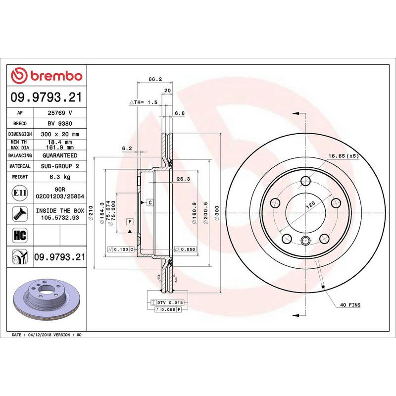 Disco freno asse posteriore - BREMBO