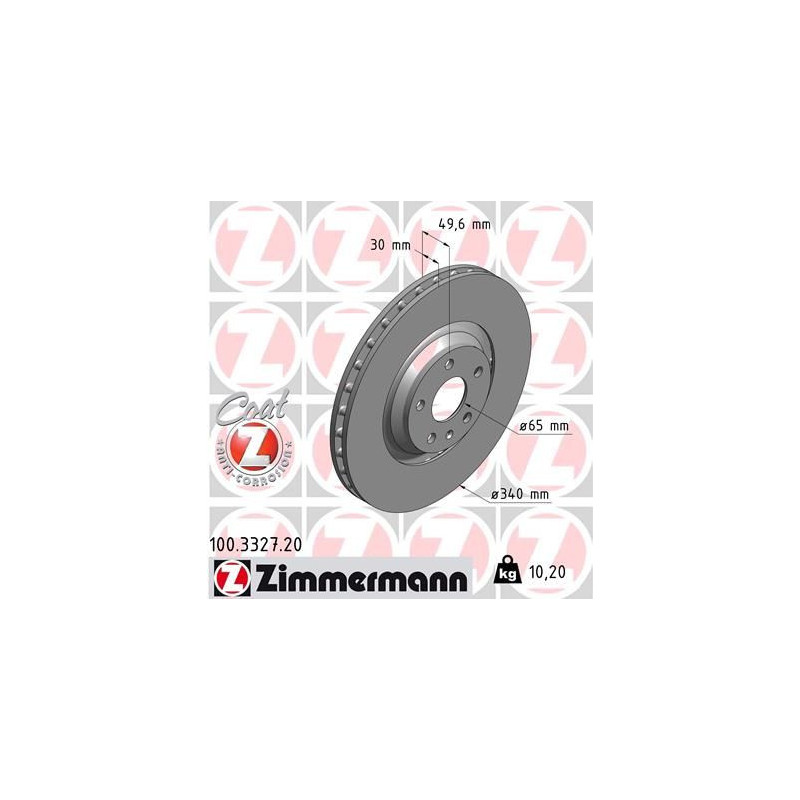 Disco freno asse anteriore - ZIMMERMANN