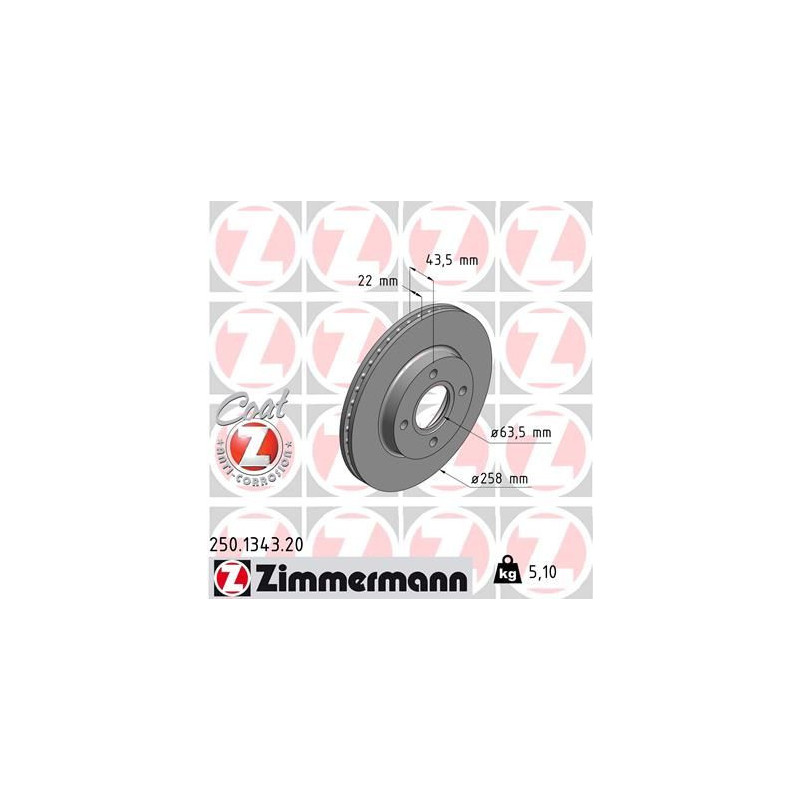 Disco freno asse anteriore - ZIMMERMANN
