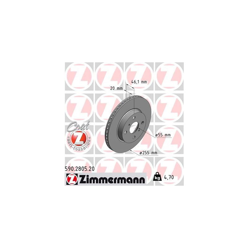 Disco freno asse anteriore - ZIMMERMANN