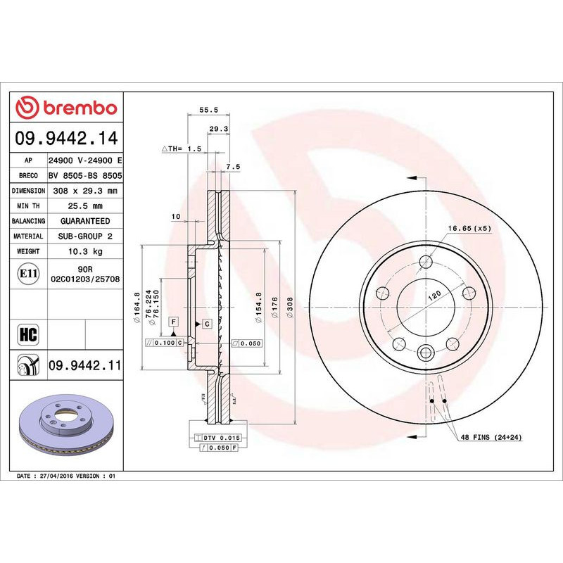 Disco freno asse anteriore - BREMBO