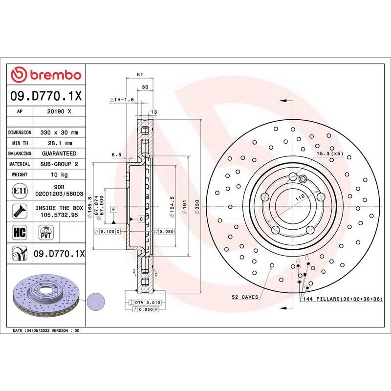 Disco freno asse anteriore - BREMBO