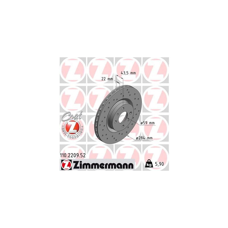 Disco freno asse anteriore - ZIMMERMANN