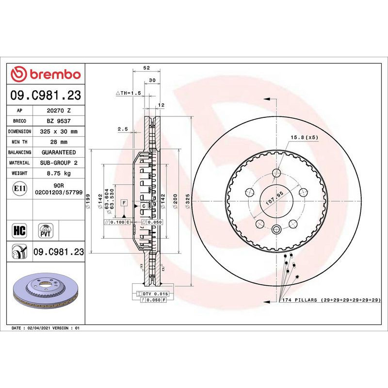 Disco freno asse anteriore - BREMBO