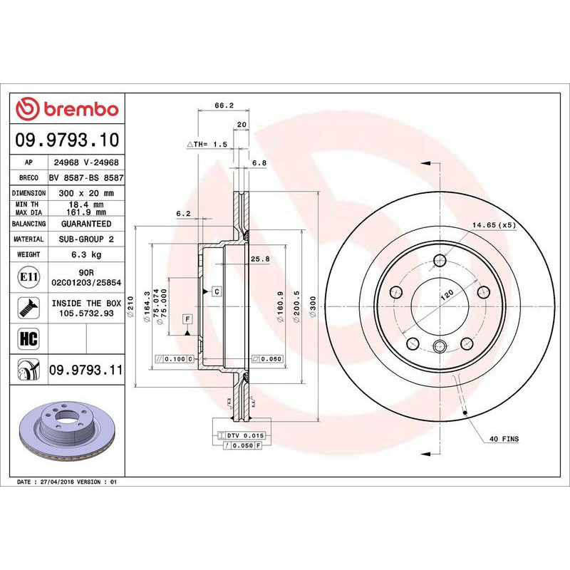 Disco freno asse posteriore - BREMBO