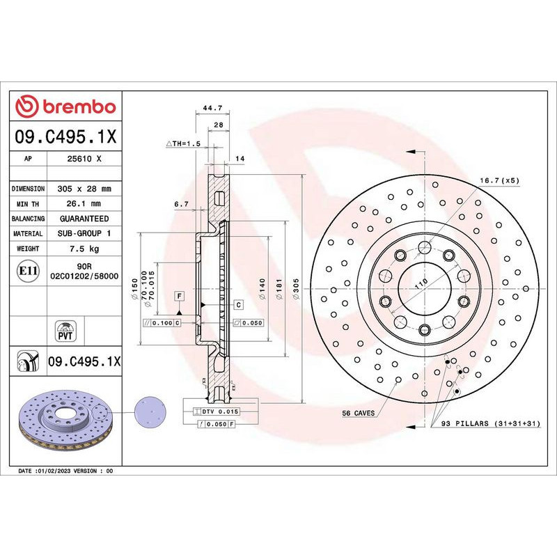 Disco freno asse anteriore - BREMBO