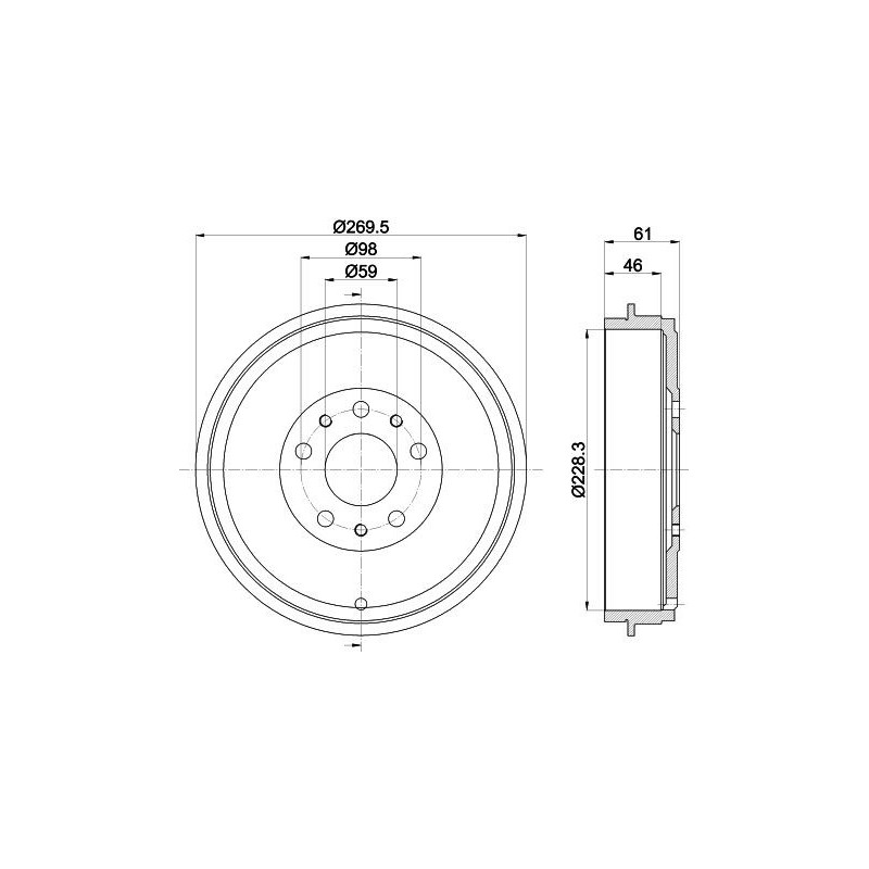 Tamburo freno - HELLA BRAKE