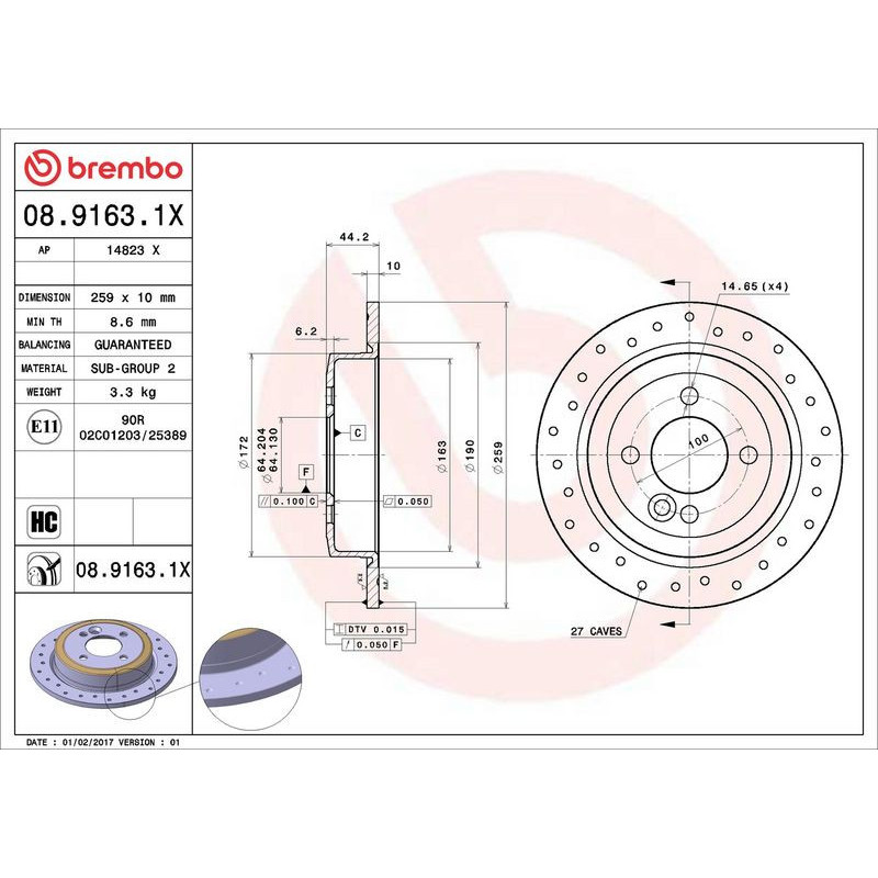 Disco freno asse posteriore - BREMBO
