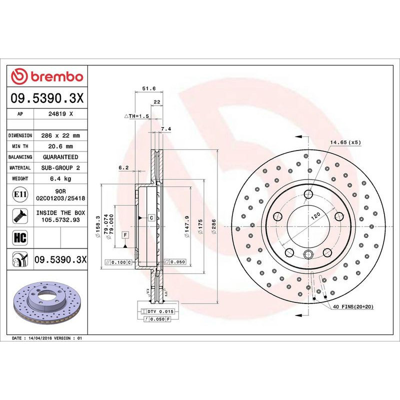 Disco freno asse anteriore - BREMBO