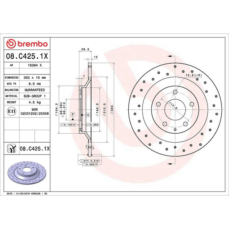 Disco freno asse posteriore - BREMBO