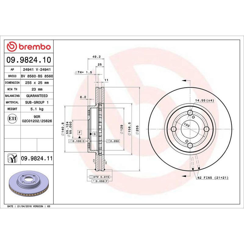Disco freno asse anteriore - BREMBO
