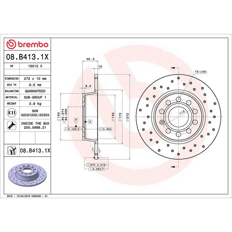 Disco freno asse posteriore - BREMBO