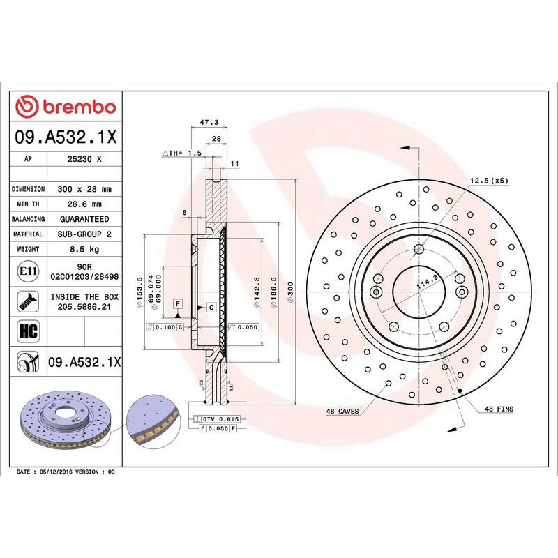 Disco freno asse anteriore - BREMBO
